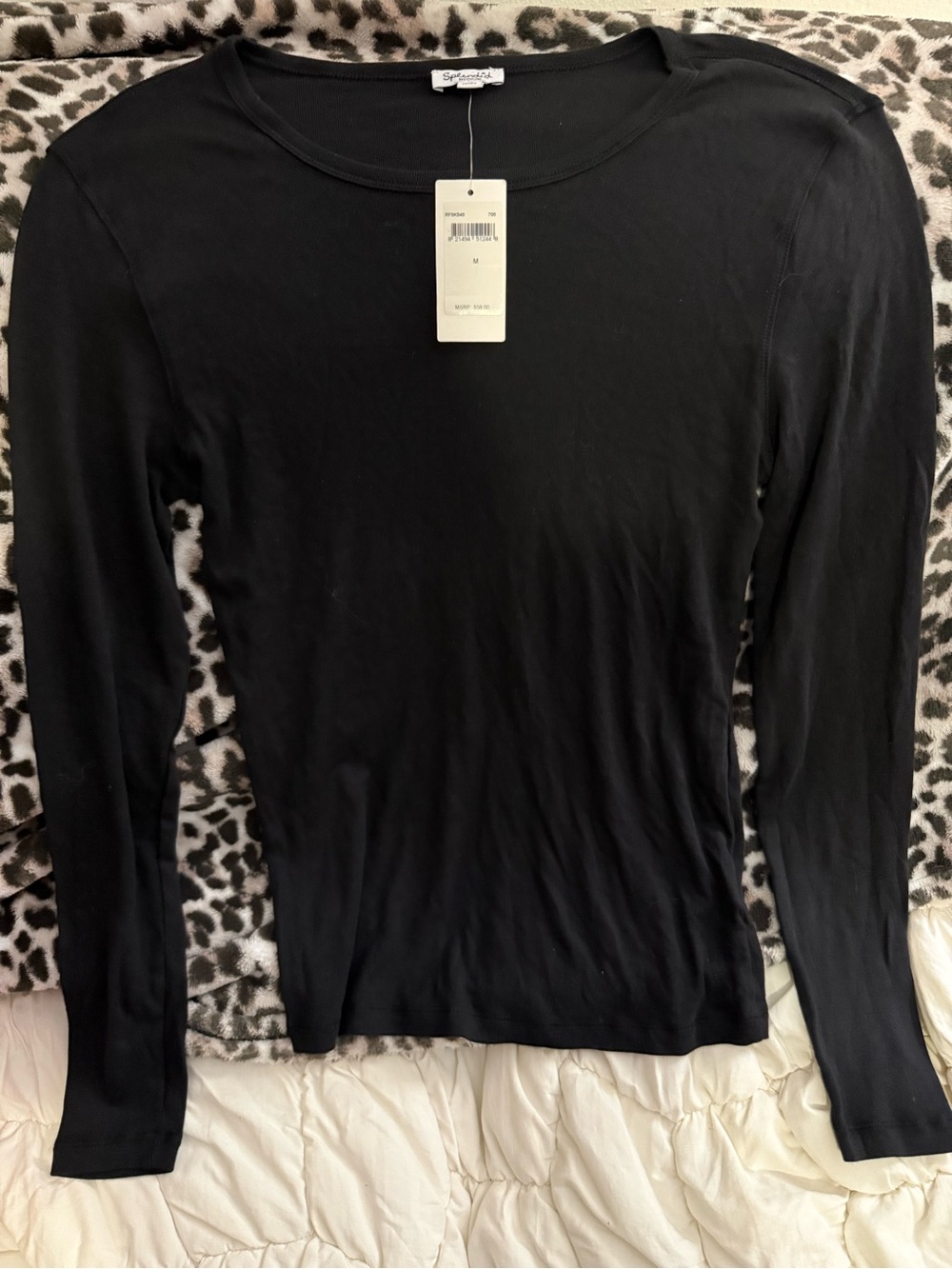 NWT Splendid Ribbed Crewneck Tee Black Size M - Supima Cotton / Modal MSRP $58